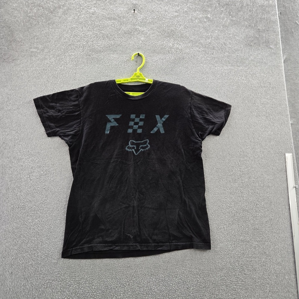 Fox Men Shirt L Black Graphic Logo Standard Fit Short Sleeve